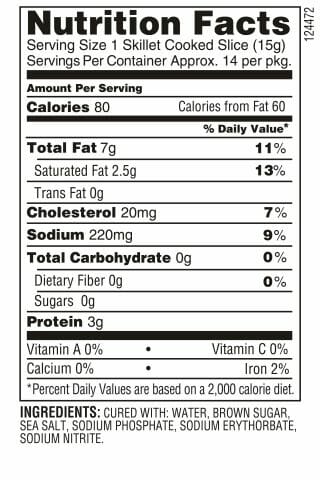 Brown Sugar Bacon nutrition facts