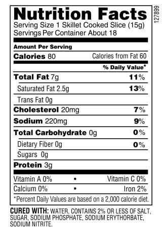 Nutrition Label - Applewood Bacon