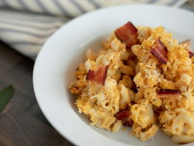 Baked Pumpkin Mac & Cheese with Bacon