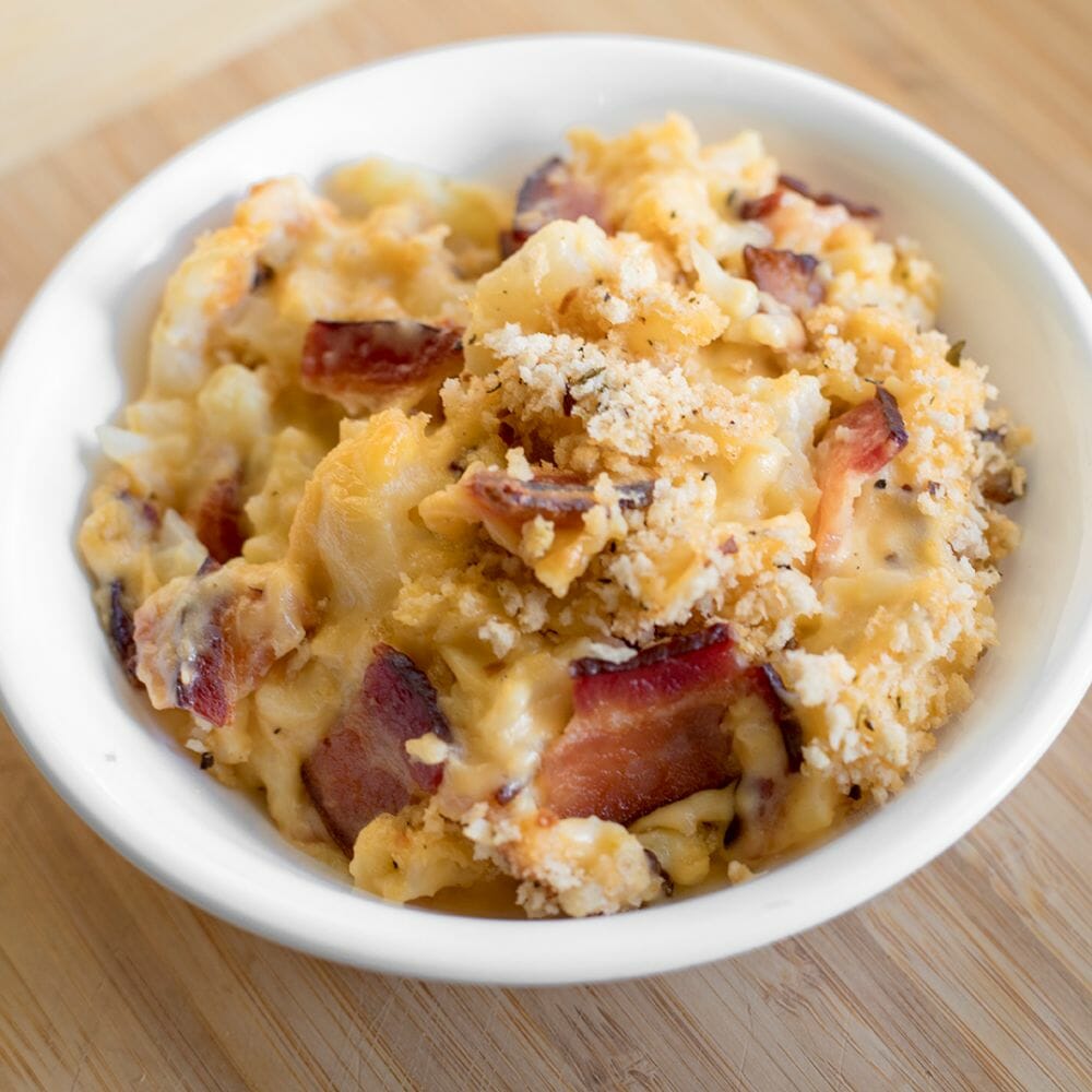 Cheesy Cauliflower Gratin with Cloverdale Bacon