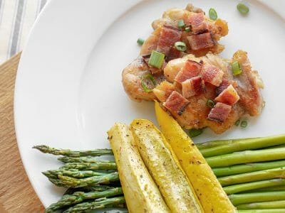 Chicken and Asparagus with Cloverdale Bacon Skillet