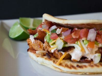 Cloverdale Chipotle Lime Chicken Bacon Flatbread Tacos