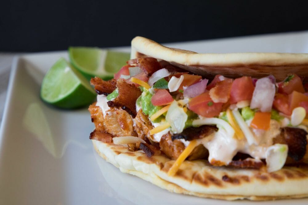 Cloverdale Chipotle Lime Chicken Bacon Flatbread Tacos