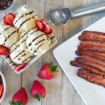 Strawberry Sundae with Candied Chipotle Garlic Bacon