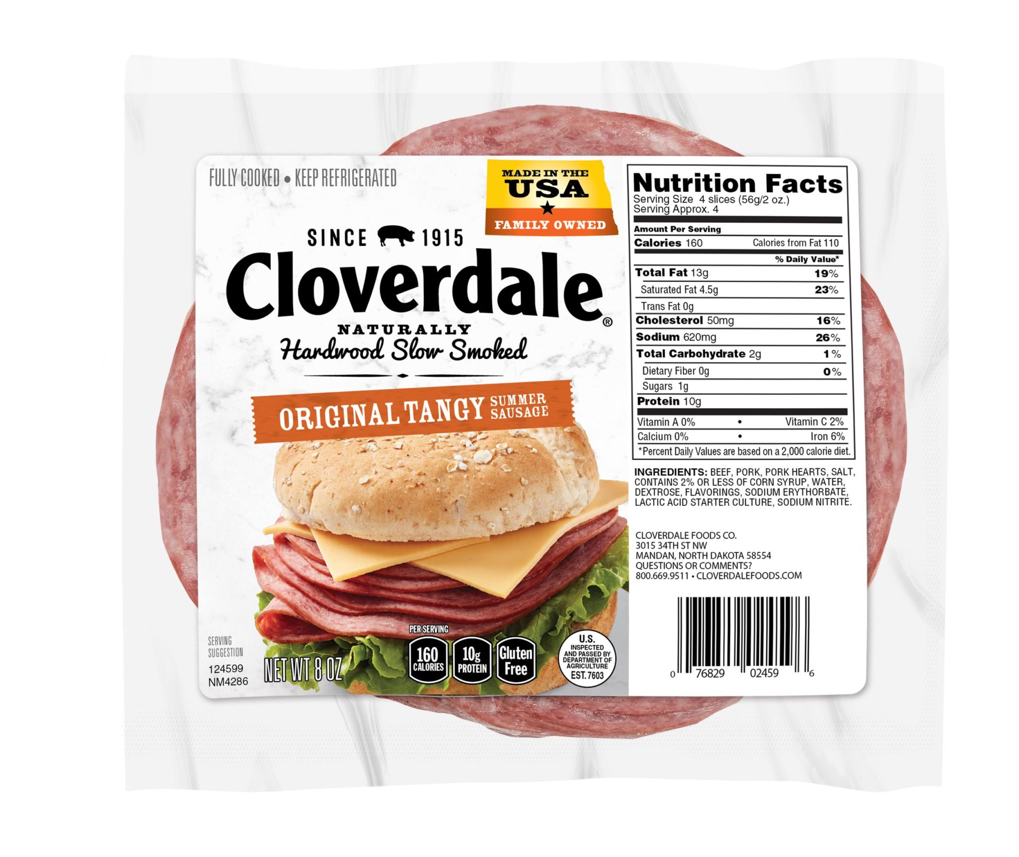 Sliced Tangy Summer Sausage Cloverdale Foods